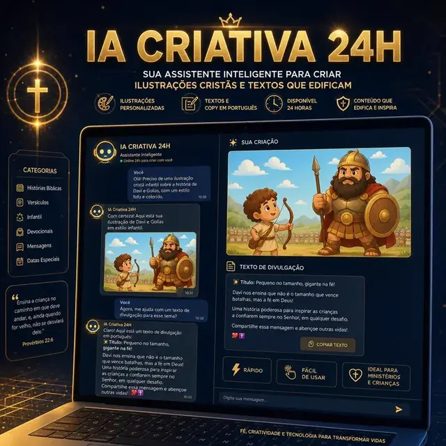 IA criativa para histórias de luz com cópias, imagens e páginas em 1 clique.